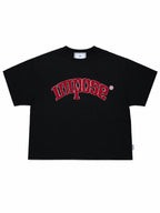 Imposé “College Arc” Relaxed Cropped Tee – Black