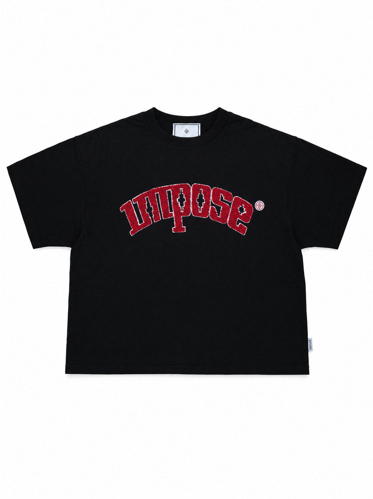 Imposé “College Arc” Relaxed Cropped Tee – Black