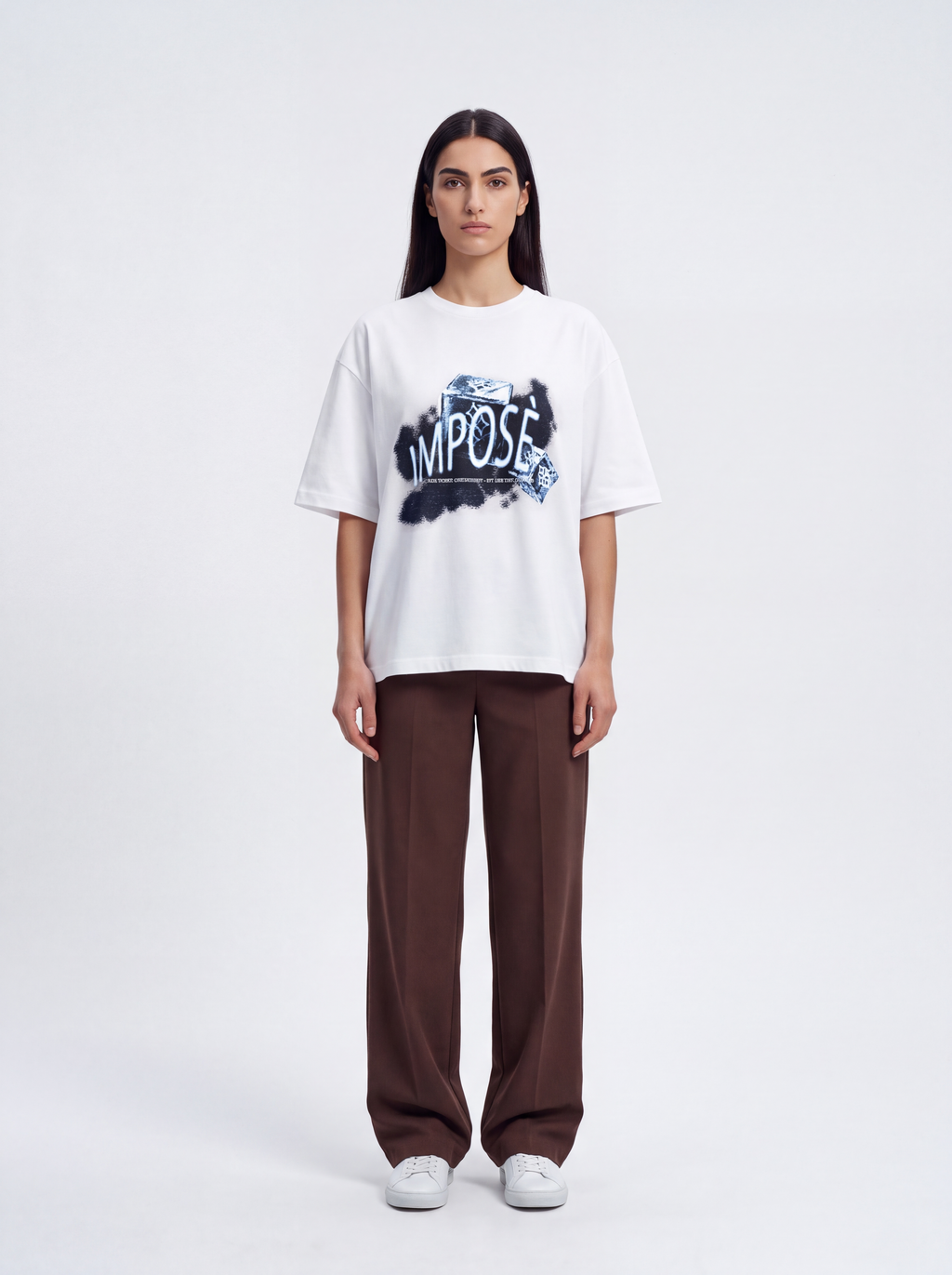 Imposé Ice Relaxed Cropped Tee – White