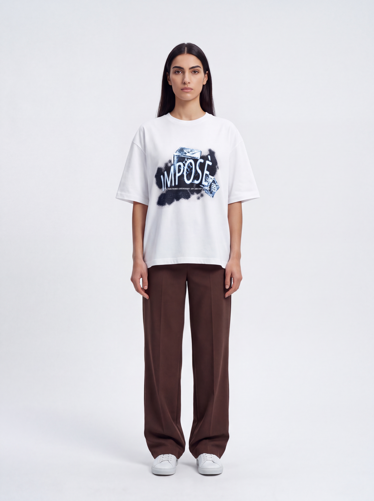 Imposé Ice Relaxed Cropped Tee – White